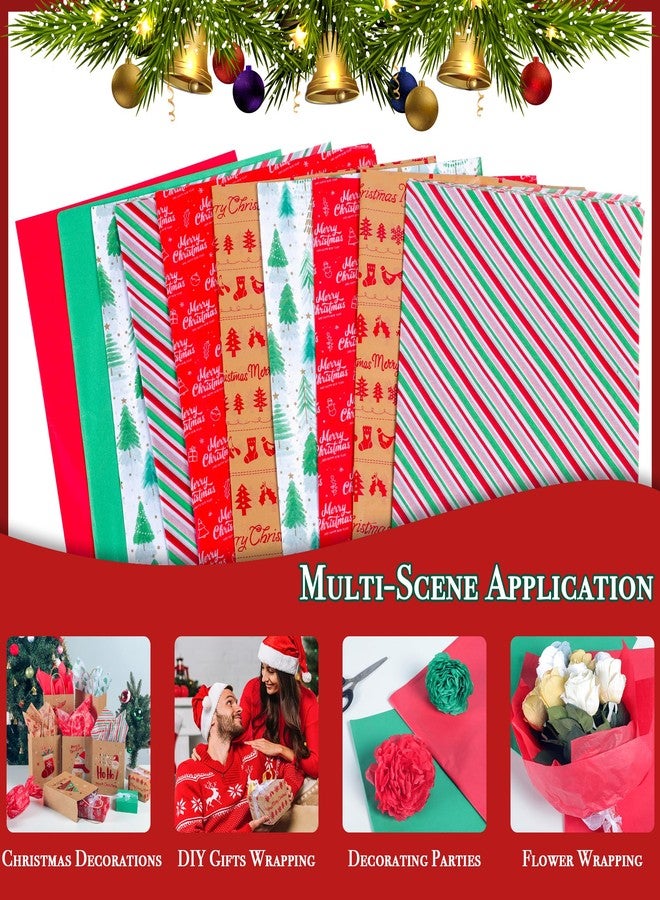 GITMIWS 150 Sheets Christmas Tissue Paper (6 Designs), 20" x 20" Christmas Tissue Paper Sheets, Xmas Gift Wrapping for Gift Bags Wine Bottles Holiday Decoration DIY Crafts - Image 2